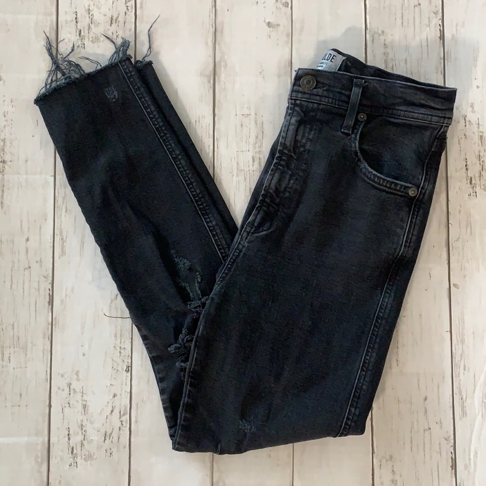 AGOLDE High Rise Straight Leg Distressed Jeans